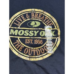 Mossy Oak T-Shirt Mens L Navy Blue Outdoors Graphic Camo Logo NEW