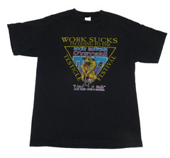 Vintage T Shirt Black Graphic L Humor 90s Vtg Work Sucks Rare!
