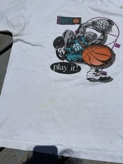 Vintage 90s Hoopfest Basketball Distressed And 1 Tee Shirt Mens Medium White