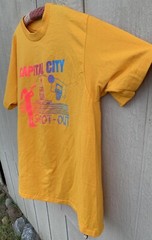 Vintage Capital City Shoot Out T Shirt Basketball Neon Graphics Tee Size XL