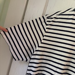 NWOT Pact Mens VNeck TShirt Blue White Stripe L Classic Preppy Nautical