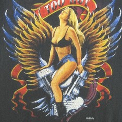 VTG Wild Side Shirt Mens Medium Black Too Hot Pin Up Wings Biker Motor 90s Y2K