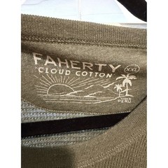 Faherty Men XXL LS Cloud Waffle Crew Pima Cotton Modal Raglan Green DFH-DEEP