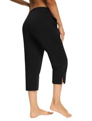 Womens Capri Yoga Pants Loose Workout Joggers Drawstring Sweatpants Lounge Pa…