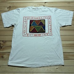 Vintage 80s 90s Costa Rica Tropical Abstract Art Puff Print Hieroglyph Shirt XL