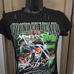 13th Thunder Beach Bike Week Panama City Beach T-Shirt Black Motorcyle Size S