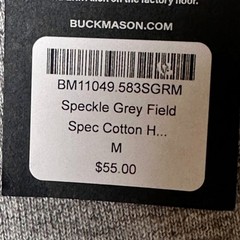 Buck Mason Field-Spec Cotton Heavy Tee Mens Size M Speckle Grey Crew T Shirt NWT