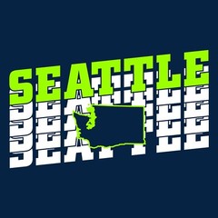 Seattle Retro Repeat – Sports Team City Tailgating T Shirt – Navy
