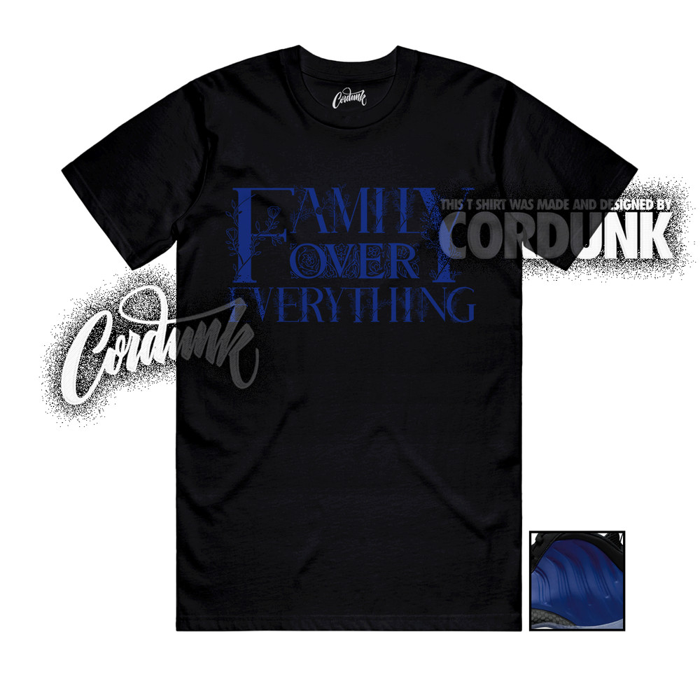 Foamposite One Deep Royal Black Ice Game T Shirt Match FAM
