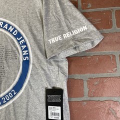 True Religion Mens Tshirt Size Large Gray Horseshoe Logo Rinestone Shine NWT $59