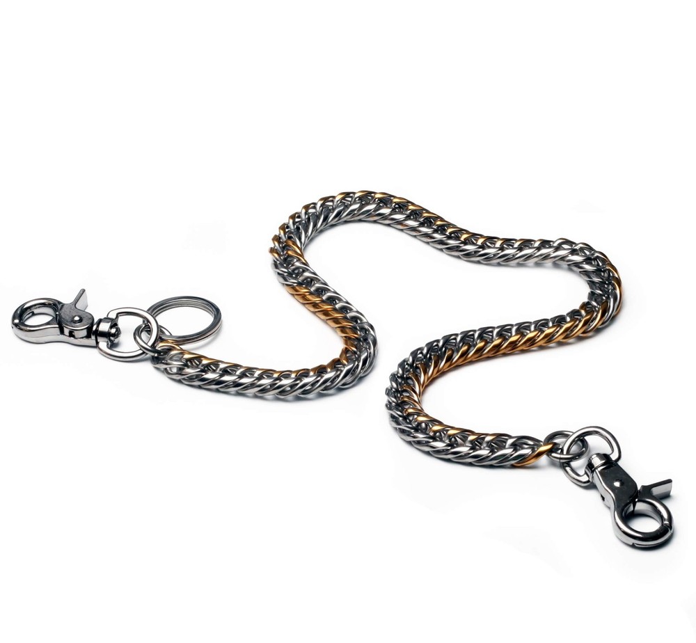 Round Stainless Steel Key Chain Wallet Chain (24.8″, Gold-Stainless)