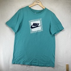 Nike Men’s Tee Short Sleeve Shirt Teal Blue Square Logo Swoosh Design Medium