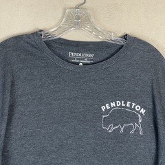Pendleton T Shirt Mens L Gray Long Sleeve Bison Logo Crew Neck Lightweight Tee
