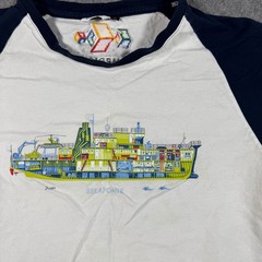 Google Belafonte Ship Raglan Shirt Mens L White Navy Life Aquatic Steve Zissou
