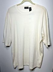 Claiborne PR-Essentials MERU Cream Men’s Short Sleeve Ribbed Crew Neck Shirt XL