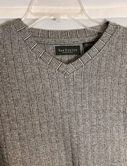 Van Heusen Gray Striped Cotton Rayon Blend V Neck SS Pullover Shirt XXL EC!