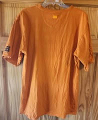 Vintage? DrunknMunky Orange Shirt Tee Mens Sz L Front Suede Like Logo Patch