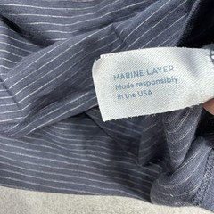 Marine Layer Signature Crew Tee Shirt Mens Medium Blue Striped Made USA Casual