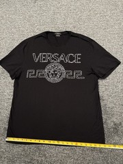 Versace Embroidered T Shirt Mitchel Black Crew Neck Short Sleeve Mens Size Large