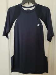 Champion Double Dry Athletic Tee T-Shirt – Medium – Blue/White – Excellent Cond