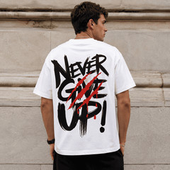Men’s Never Give Up Graphic T-Shirt Casual Crew Neck Short Sleeve Tee
