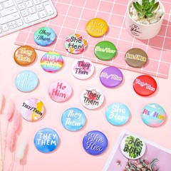 Pronoun Badges Pins Gender Identity Pins They/them,she/her, He/him Pronoun Pi…