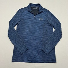 Under Armour Shirt Mens Small Blue Long Sleeve 1/4 Zip Fitted Heat Gear Active