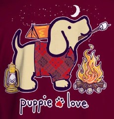 Puppie Love Dog Camping Pup Toasted Marshmallows Short Sleeve T-Shirt NEW
