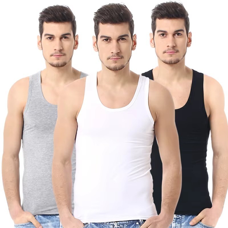 Men’s Sleeveless T-Shirt Cotton Muscle Tank Top Solid Blank Workout Summer Gym