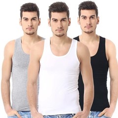 Men’s Sleeveless T-Shirt Cotton Muscle Tank Top Solid Blank Workout Summer Gym