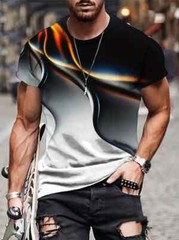 T Shirt Novelty Flame Light Abstract Casual Short Sleeve Fashion Men’s Silky Tee