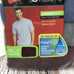 Hanes 5 Tagless Pocket Ts Shirt Comfort Fresh IQ Assorted Colors Small 34-36