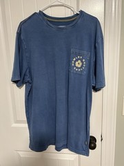 Howler Brothers Men’s Blue T-Shirt Handsaw And Flower Design, Blue With Pocket