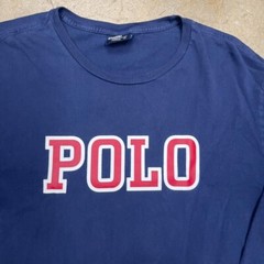 Vintage Polo Ralph Lauren navy long sleeve shirt collegiate Block spell out logo