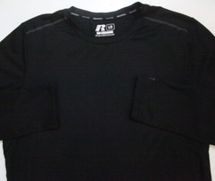 Large Russell Black Poly Spandex Crew Neck Tee T-Shirt Mens Lightweight WS263