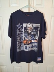 Dallas Cowboys Troy Aikman Vintage Nutmeg Mills T Shirt Navy Size XL 90s