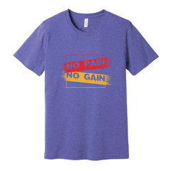 White Unisex No Pain No Gain Graphic T Shirt For Workout Training And Everyday W