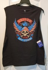United We Stand Biker Skull XL Black Muscle Sleeveless T-Shirt 1776 America 4th
