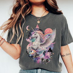 Pegasus Unicorn Shirt, Fantasy Horse T-Shirt, Rainbow Galaxy Graphic Tee