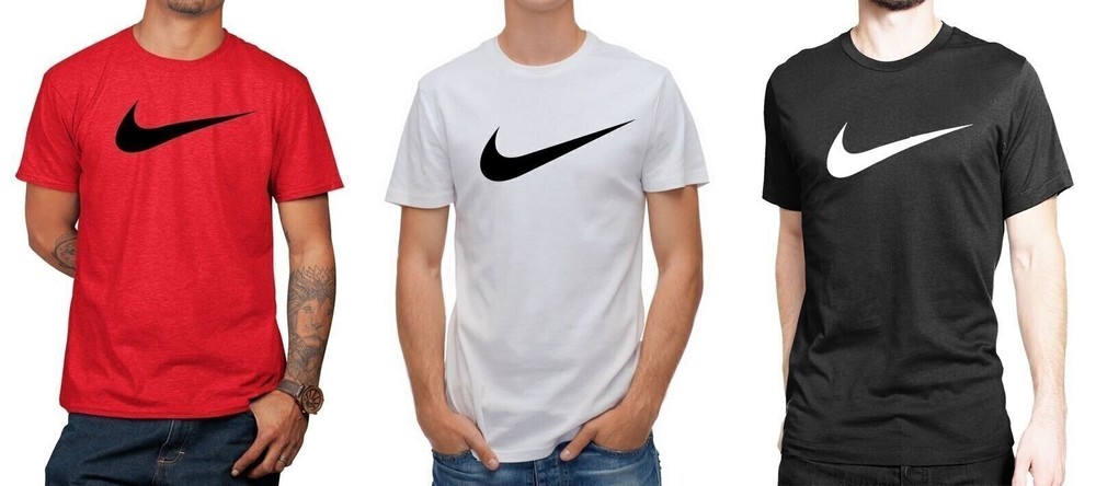 Nike Men’s T-Shirt Swoosh Logo Short Sleeve Crew Neck Active Gym Athletic Wear