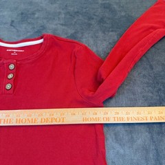 Burt’s Bees Baby Ribbed Henley Shirt Mens Medium Red Long Sleeve Cotton