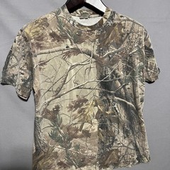 Camo Hunting Shirt Mens Medium Brown Short Sleeve Camouflage Tee T-Shirt