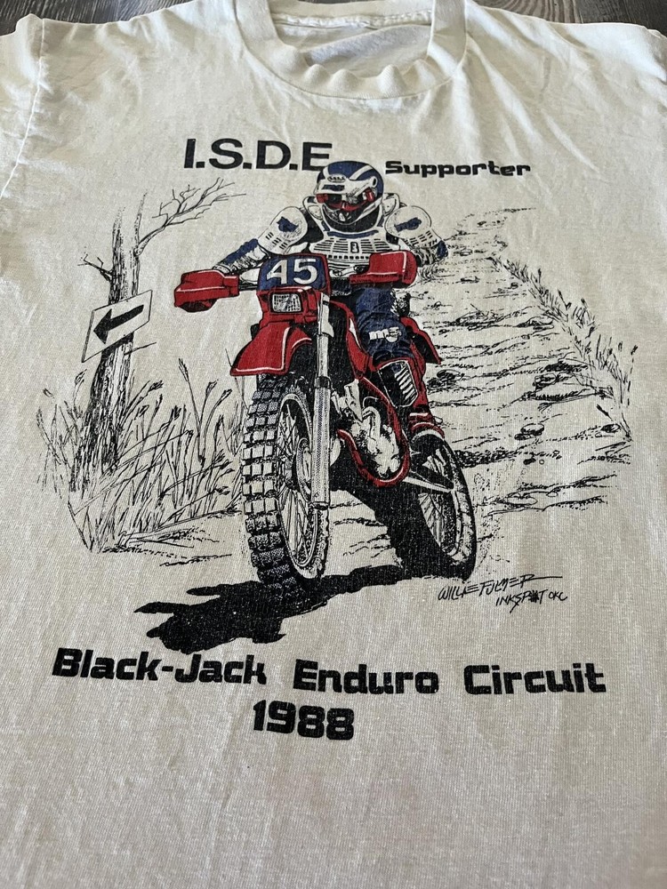 Men’s Small Vintage 1988 Black-Jack Enduro Circuit T-Shirt Single Stitch Used