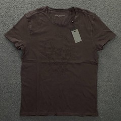 $168 John Varvatos Beaded Skull Raw Edge T-Shirt Mens Medium Oxblood Cotton Tee