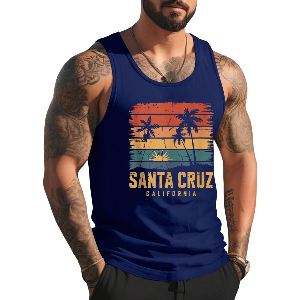 Santa Cruz Tshirt Men Women California Retro Sunset Tank Top