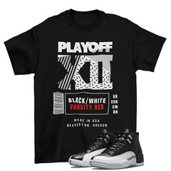 Box Label Playoff Shirt to Match Jordan 12 Playoff CT8013-006 / NEW Black