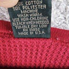 Vintage Greatland Thermal Red Polycotton Waffle Knit Shirt Men’s XL 90s Made USA
