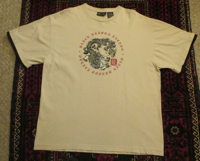 Vintage No Boundaries Black Dragon Tattoo Men’s Large Graphic Tshirt