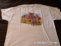 NEW T-Shirt: 2 Cardinals w/ Barn Scene & Sunflowers (LOTS of Colors & Sizes)