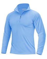 UPF 50+ Mens Long Sleeve T-Shirt 1/4 Zip Sun Shirt Quick Dry Fishing Hiking Tops